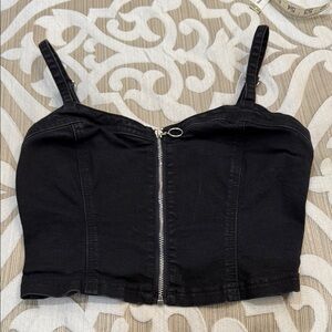 Guess Black denim Zippered Women's Top